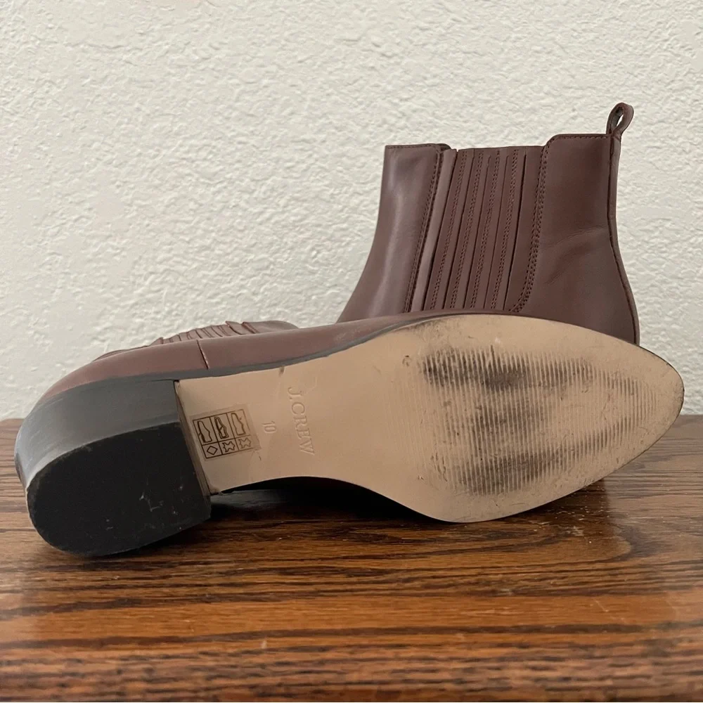 J.Crew Women's Chelsea Ankle Boots Brown Leather 03002 Size 10